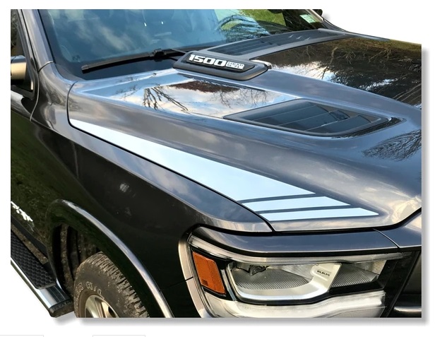 Hood Outer Stripe Accent Graphics 19-up Ram Truck Rebel/Sport